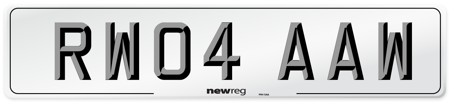 RW04 AAW Number Plate from New Reg
